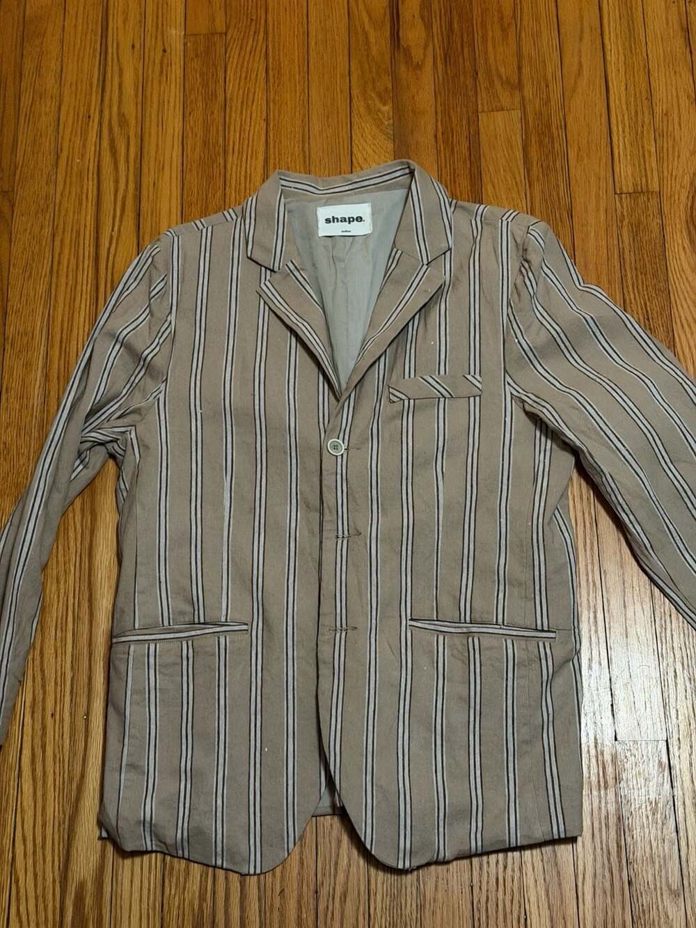 Shape Striped Casual Blazer Jacket Tan Brown